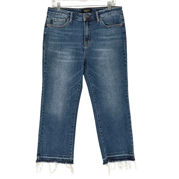 Judy Blue Women 13/ 31 Kick Boot Jeans Medium Wash Frayed Hem Denim Stretch - Picture 1 of 5